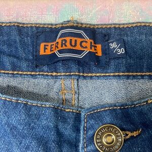 Ruche Blue Denim Jeans with Brown Patch